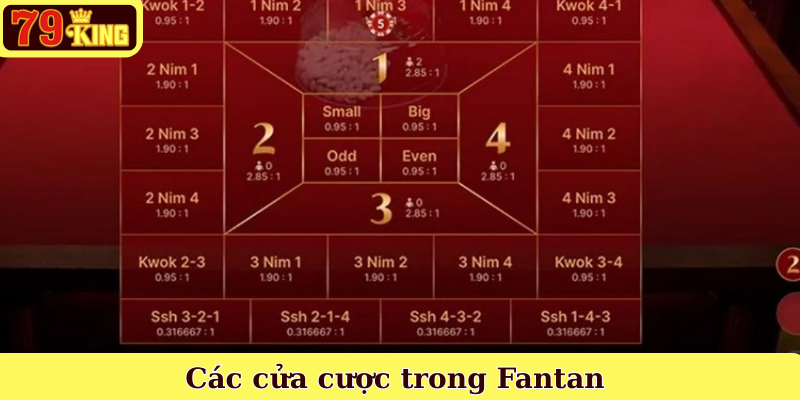 Các cửa cược trong Fantan