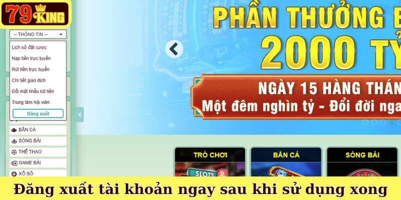 Đăng xuất tài khoản ngay sau khi sử dụng xong