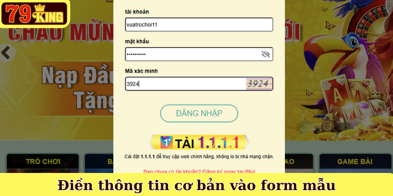 Điền thông tin cơ bản vào form mẫu